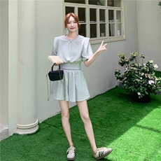 慵懒风运动卫衣T恤短裤套装女2025夏季新款小个子减龄休闲两件套，女装套装/套裙，红龙果