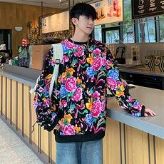 B203常规圆领大花大码卫衣外套男秋装休闲套头衫潮团队服新中式，女装短外套，星座115A(原星座507）