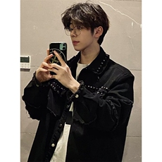 毛边牛仔外套男款铆钉工装夹克cleanfit美式牛仔衣褂子JB205，男装工装外套，星座1116A（原606A-3）