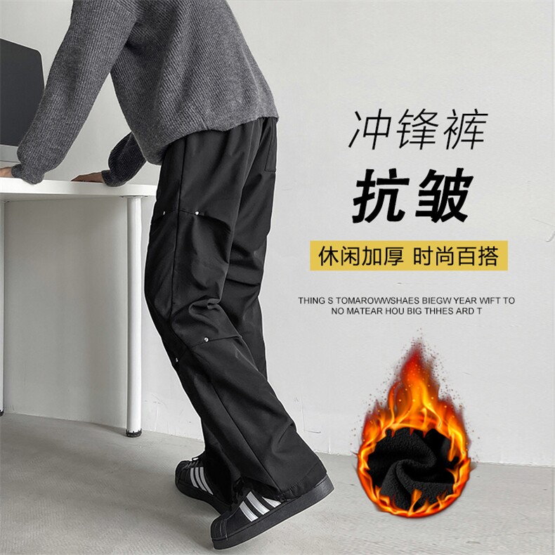 加绒加厚美式防水机能工装裤高街阔腿冲锋休闲裤JRK730-特批-38,男装工装外套,星座718-1