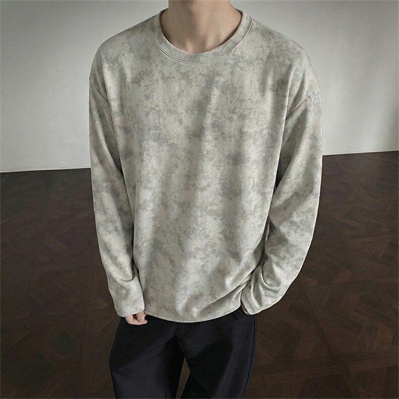 改扎染麂皮绒长袖T恤款【现货】C403A-T88-特P18加绒-特P28,男装T恤,电商C403A