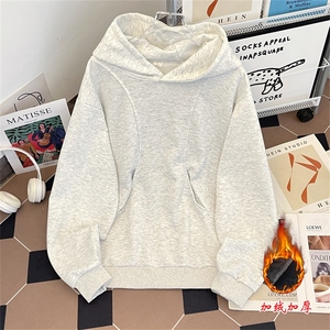 加绒加厚冬款男连帽卫衣拼接宽松休闲夹克外套WY06 P50加绒P55图片