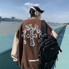 22秋新款宽松休闲撞色情侣棒球夹克卫衣外套B266-Y612-P65，男装夹克，星座B257-1