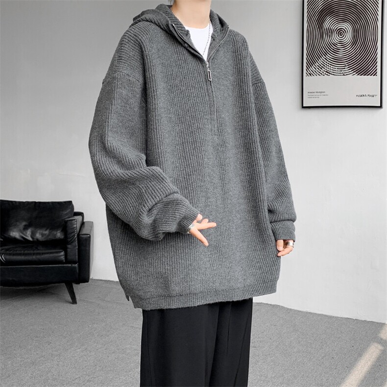 8XL-M毛衣男特大码宽松潮牌慵懒风痞帅连帽套头针织衫MY1509/P75,男装针织衫/毛衣,电商B238