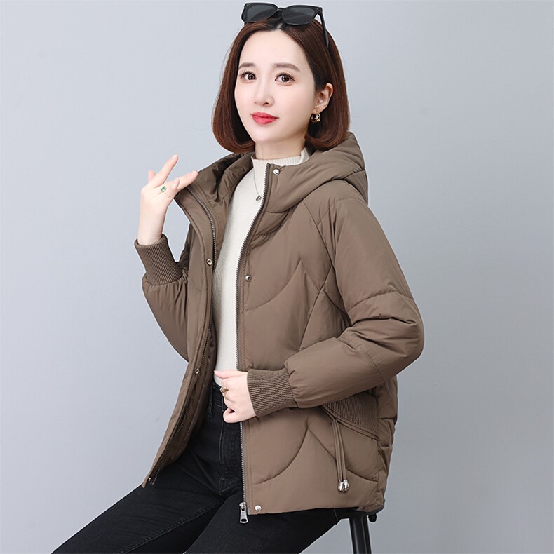 冬季连帽羽绒服女2024新款韩版小个子休闲宽松白鸭绒保暖加厚外套,女装羽绒服,婷思杰（原婷想服饰）