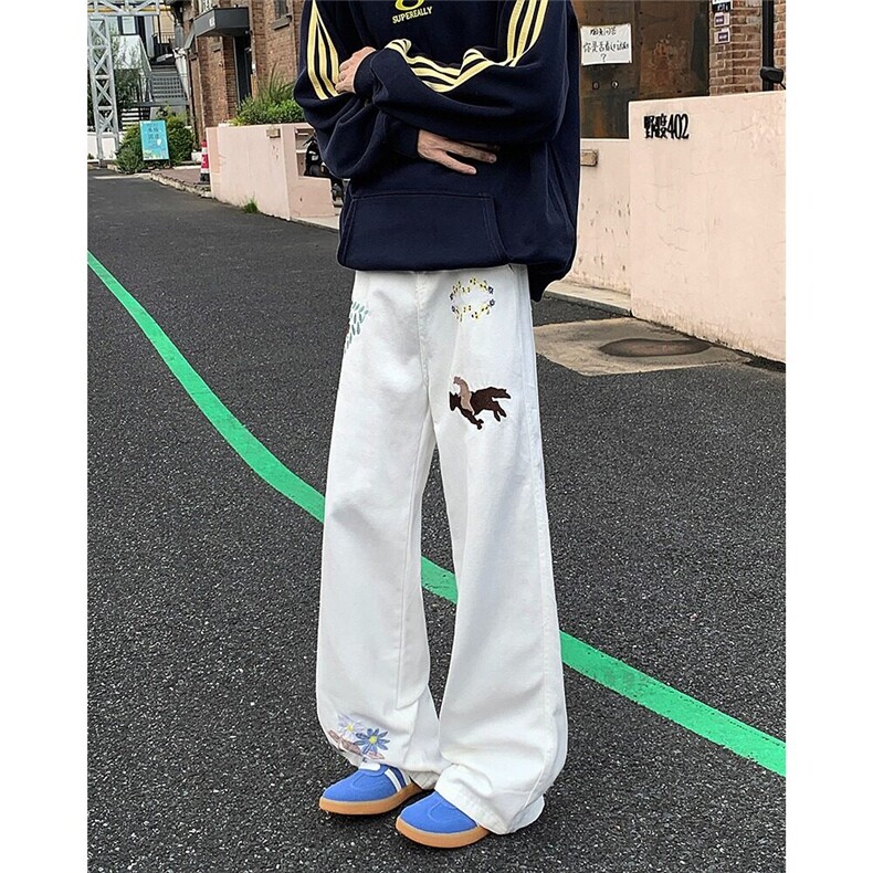 美式高街vibe风裤子欧美痞帅刺绣印花高级感牛仔裤S6007P45,男装牛仔裤,星座1116-2