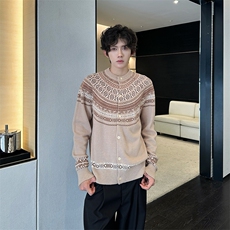 美式提花针织衬衫男女秋外套慵懒松弛感穿搭毛衣开衫MY09817-P58，男装针织衫/毛衣，星座308B-2
