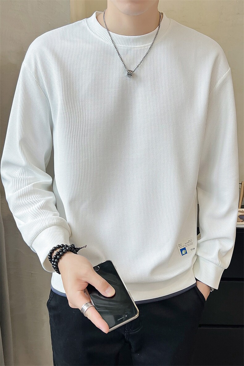 加绒卫衣男2025新款秋冬季纯色假两件上衣服A313-K951-1-P55,男装卫衣,电商A313