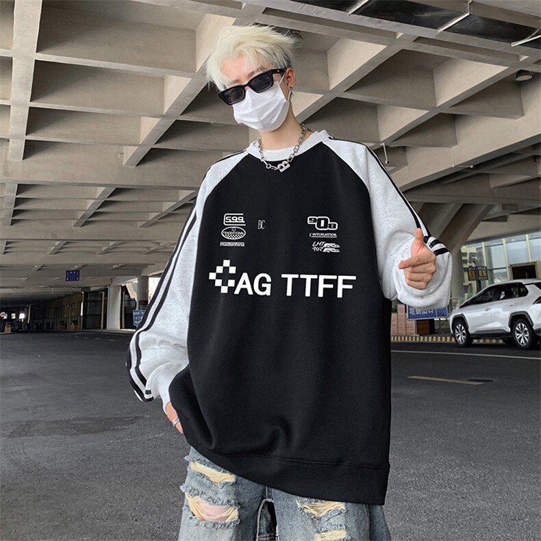 抖音得物供货 提供视频 秋冬重磅美式宽松织带圆领卫衣0752图片