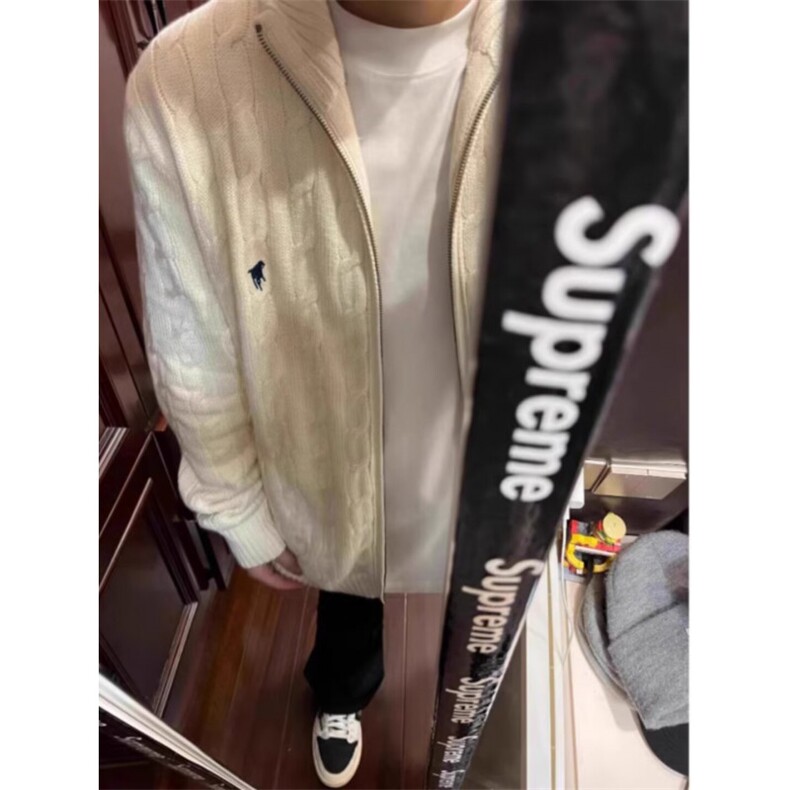 灰色麻花拉链立领针织开衫男日系复古宽松休闲保暖百搭毛衣外套,男装针织衫/毛衣,星座601-1