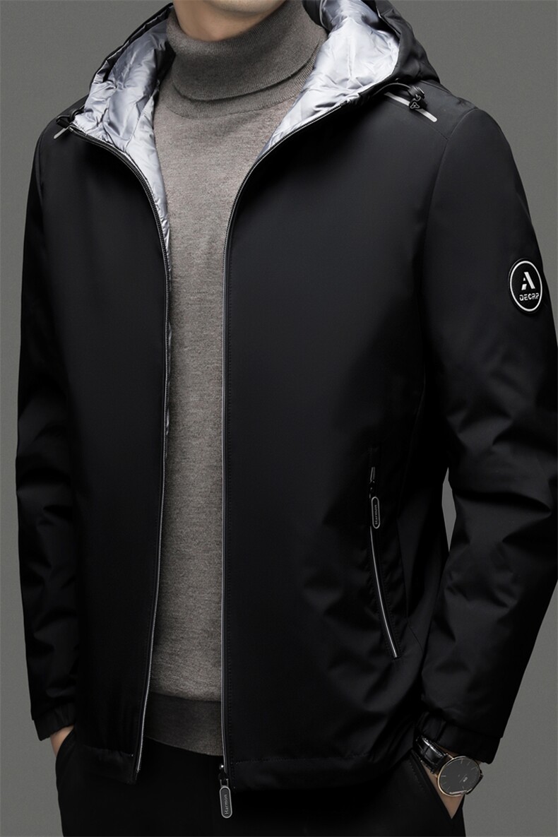 QDA801钱塘2020-2中年男士冬季厚款连帽百搭简约羽绒服P175,男装羽绒服,钱塘207-2