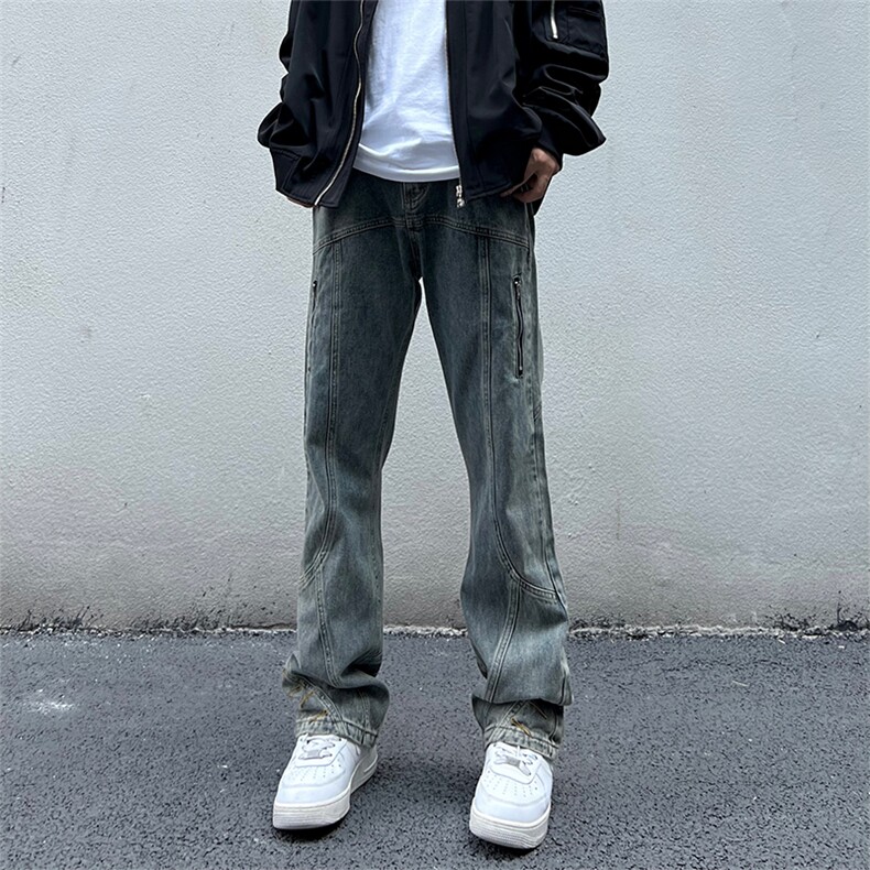 美式高街vibe风直筒长裤欧美痞帅男hiphop复古水洗牛仔裤,男装牛仔裤,星座301D-4(原星座1004-4）
