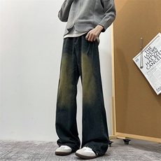 美式高街复古水洗牛仔裤男款直筒潮牌宽松休闲vibe裤子N9330-P45，男装牛仔裤，星座308B-1