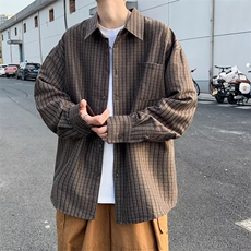 秋冬新款复古港味日系宽松长袖格子衬衫男休闲外套C907，男装衬衫，星座1116A-1（原606A）