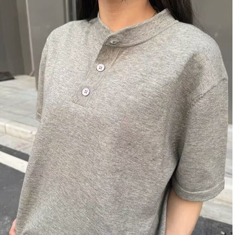 2025时尚亨利领简约基础短袖上衣男女宽松百搭休闲高级感半袖t恤,男装T恤,星座506A