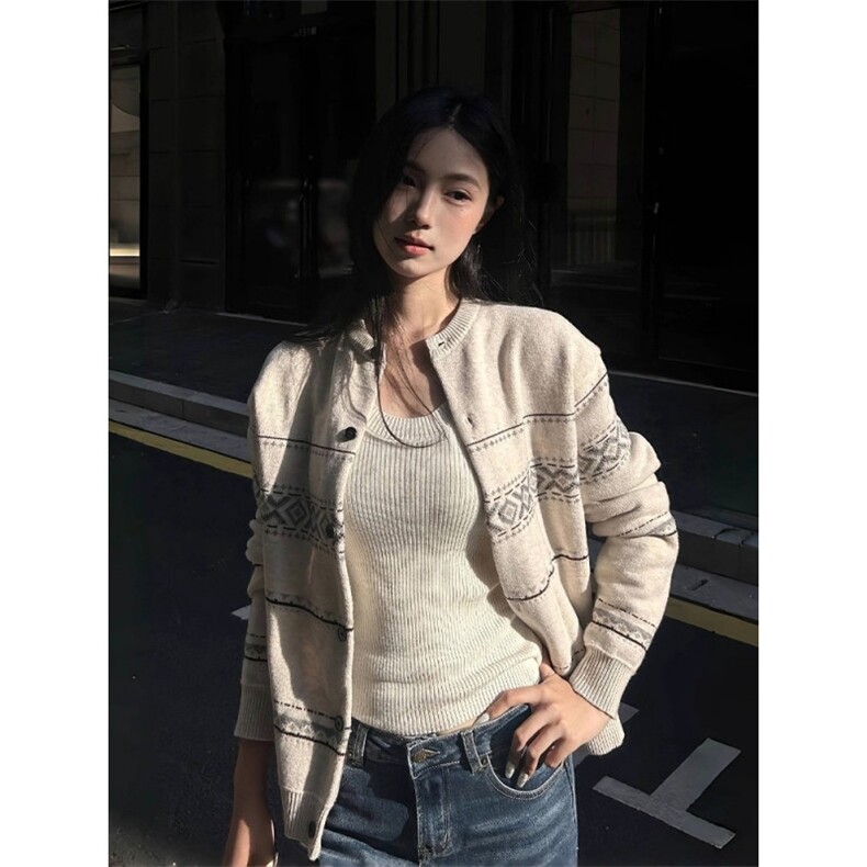 老钱风费尔岛开衫毛衣男秋季松弛感慵懒风针织衫情侣叠穿软糯外套,男装针织衫/毛衣,星座506A