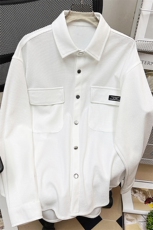1中性风平铺华夫格工装大码M-5XL情侣女长袖衬衫男CS7754P45控68，男装衬衫，星座226-2