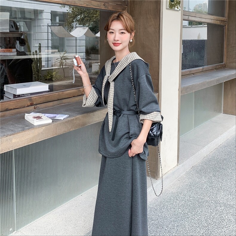 韩系减龄卫衣时尚套装女2025春秋季新款显瘦气质上衣半身裙两件套,女装套装/套裙,2C090