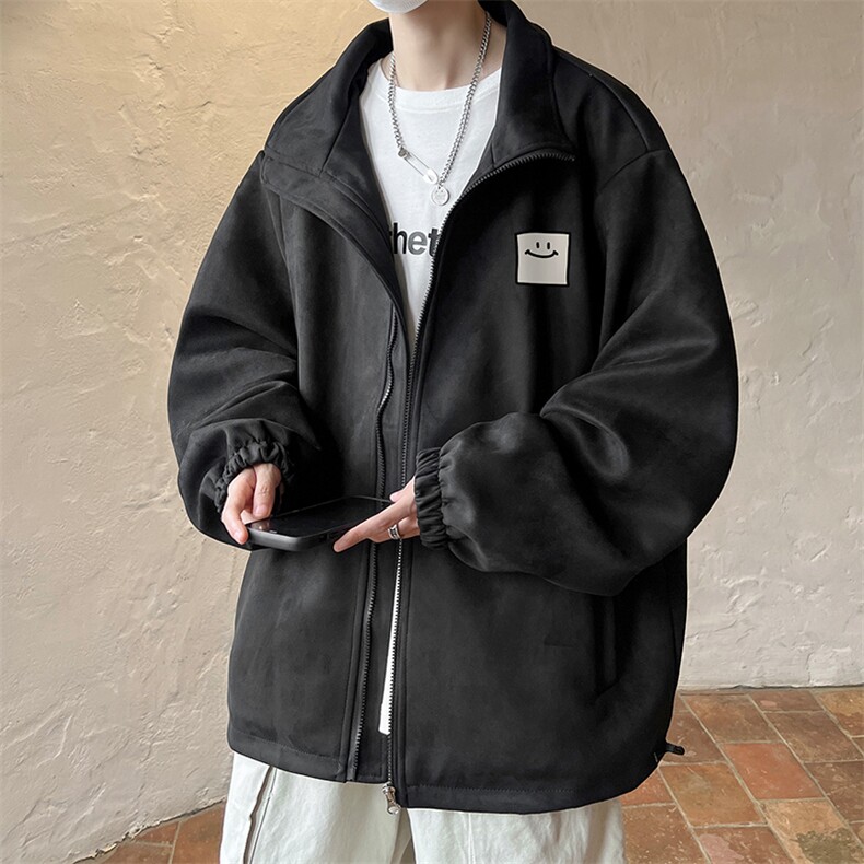 麂皮绒夹克男大码立领褂子外套JK85316-P68加绒款-P78,男装夹克,电商A040