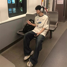 夏季美式高街重磅纯棉三条杠织带撞色男女短袖T恤ZD353-特P30，男装T恤，电商A486