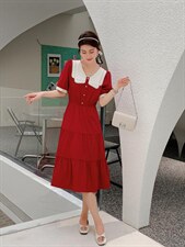 【现货】珍珠领气质连衣裙，女装连衣裙，新依佳人