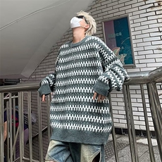 港风条纹毛衣男年秋冬季学生休闲百搭圆领针织衫毛衣MY7029/P48，男装针织衫/毛衣，星座506
