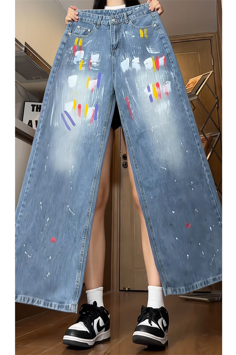 现货主推喷漆美式牛仔裤NB2556-P65控88,男装牛仔裤,电商C303