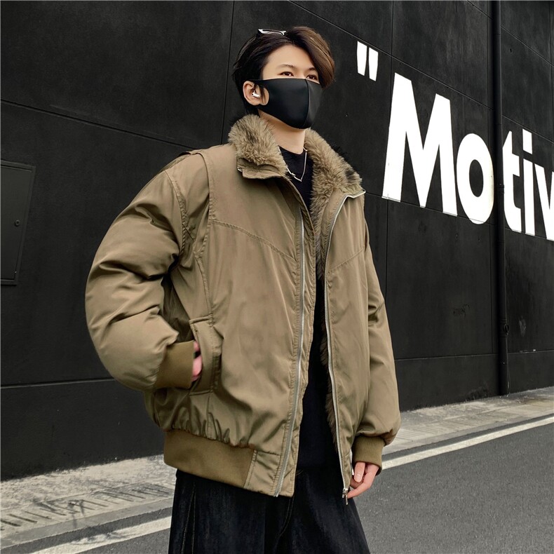 美式复合cleanfit毛领座山雕棉服加厚夹克面包服外套保暖棉袄p105图片