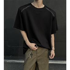现货拉链设计潮男纯色休闲T恤A071-1334-P38，男装T恤，电商A071