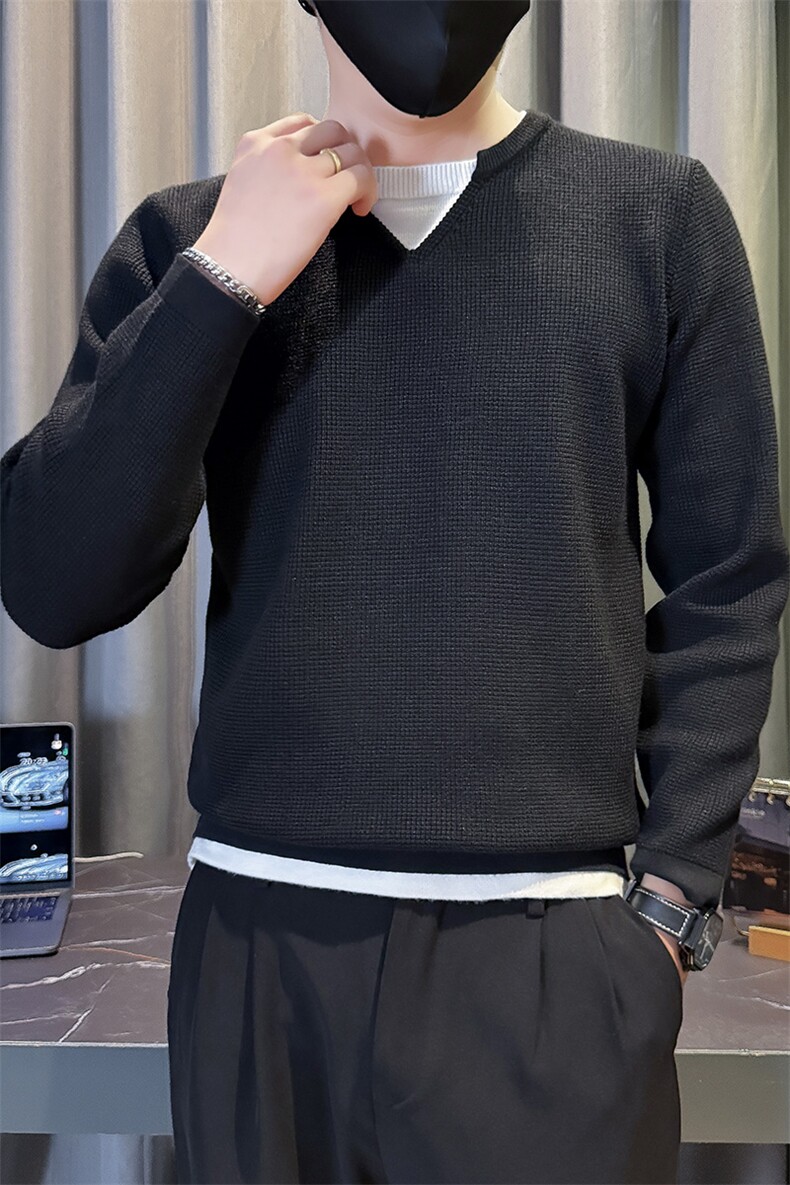 B216MY5158P602025秋冬装假两件设计男士毛衣针织衫社会小伙,男装针织衫/毛衣,电商B216（原B302）