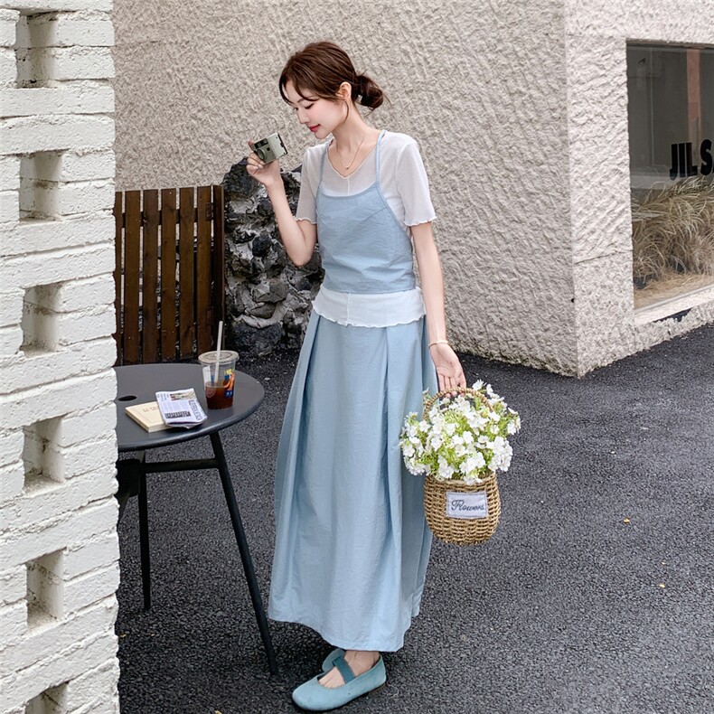 韩系吊带背心T恤花苞半身裙三件套2C050-1269-P165-K248,女装套装/套裙,2C050