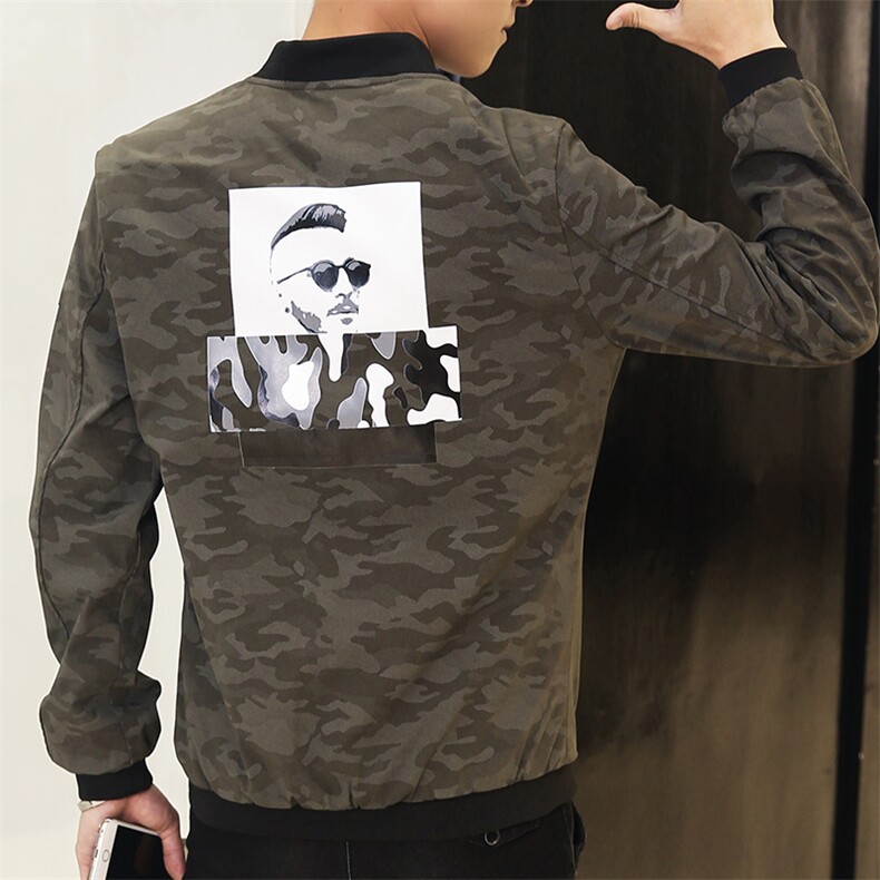 夹克男薄外套男棒球服韩版修身潮牌印花青少年装迷彩立领802,男装夹克,星座1207
