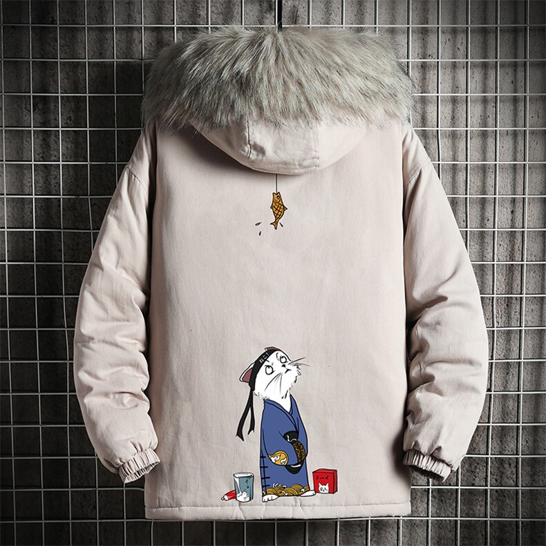MM48014-P130 冬季大毛领衣男士大码加厚袄男服 网格挂拍图片