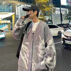 毛衣男秋冬季加厚套头潮牌ins痞帅日系复古宽松慵懒风针织衫外套，男装针织衫/毛衣，星座716-2