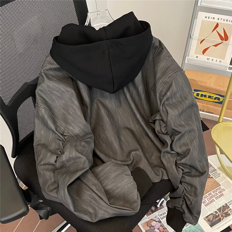 美式连帽开衫夹克男款2024春秋季潮流痞帅百搭宽松上衣外套W9360,男装夹克,星座601-2