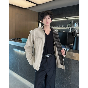 春秋款哈灵顿短款牛仔外套男女硬汉风立领牛仔衣美式复古工装夹克图片