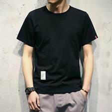 2021夏季新日系灰墙港风纯色休闲莱卡修身短袖T恤T01-特P20，男装T恤，电商A001