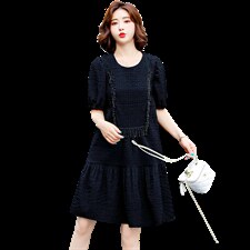 2026新款年夏季圆领时尚气质中长款百搭韩版优雅连衣裙，女装连衣裙，尚洛菲