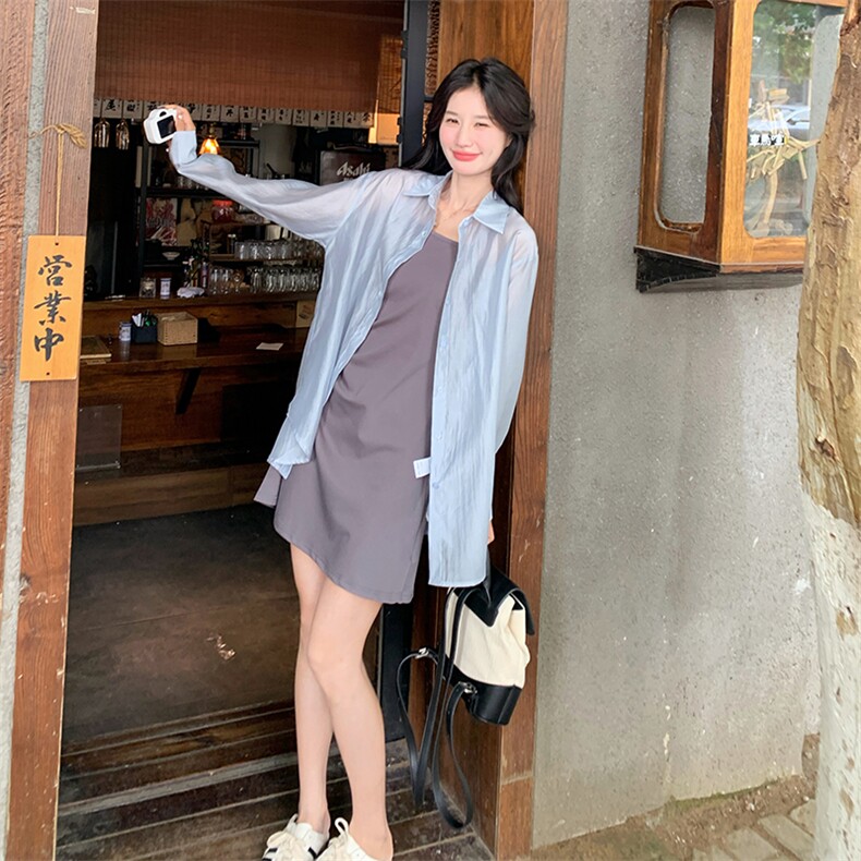 【现货】春款！衬衫＋收皱吊带连衣裙两件套-B208-8031-P135K188,女装连衣裙,浙宝208