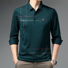 BJ21544钱塘2020-2秋季新款长袖商务休闲条纹中年男士T恤P53，男装T恤，钱塘207-2
