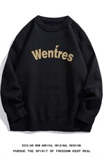 白底22秋冬新款字母印花保暖圆领套头毛衣M1053P50控68，男装针织衫/毛衣，电商A247-1