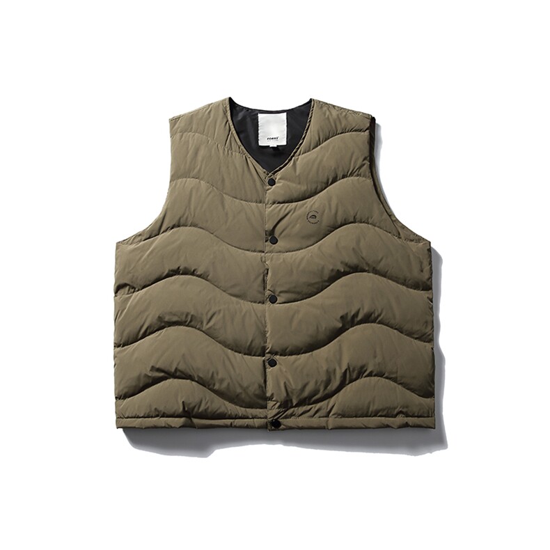 南夏乔装2025冬季新款日系纯色波浪形印花羽绒马甲百搭无袖羽绒袄，女装马甲，电商S006（B521）