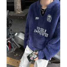美式字母徽章刺绣针织毛衣男女秋季宽松保暖套头上衣M6035，男装针织衫/毛衣，星座1116A-1（原606A）