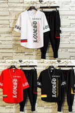 2023夏季男士新款运动休闲短袖套装印花短袖T恤套装男F173P75，男装休闲套装，电商A086
