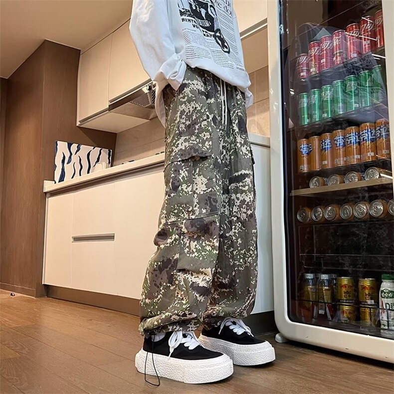 迷彩工装裤子男美式高街痞帅伞兵裤百搭宽松休闲长裤，男装工装外套，星座716-3