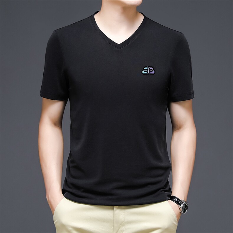 爸爸夏装冰丝薄款男士短袖t恤中年人商务休闲时尚百搭HM8055-P50,男装T恤,星座1105-3