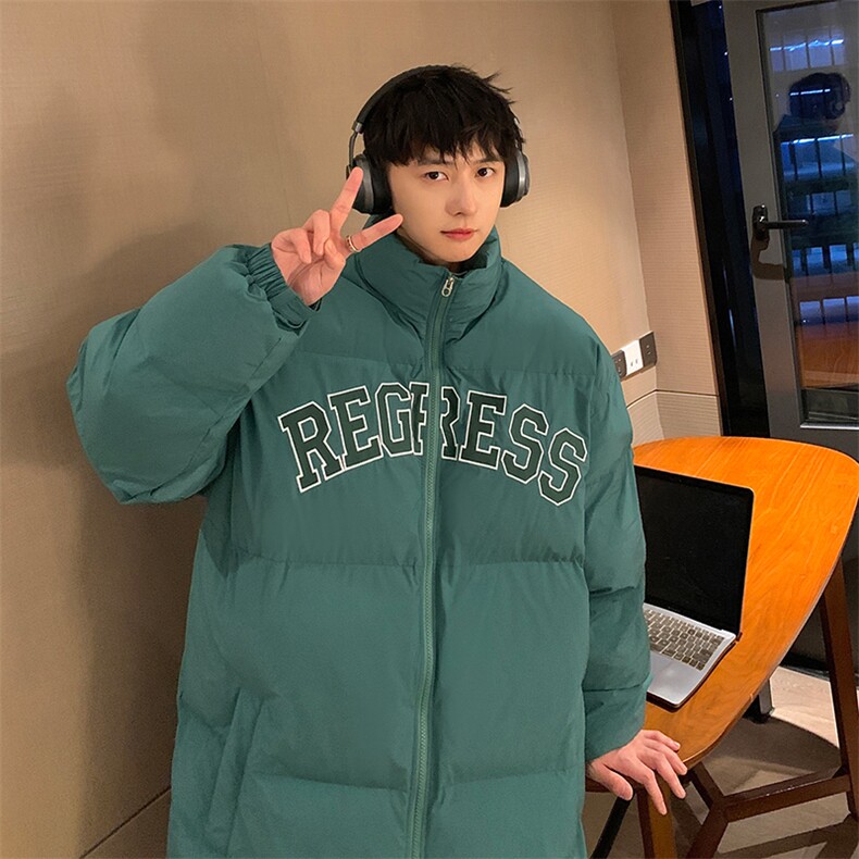 冬季新款韩版印花字母棉衣宽松保暖加厚立领棉服外套MY9066-P100,男装棉衣,电商A128