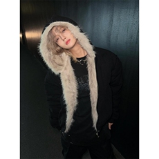 美式复古保暖棉服男款冬季加厚毛领棉衣cleanfit座山雕连帽外套潮，男装夹克，星座1008