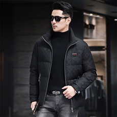 高品质连帽短款90白鸭绒羽绒服外套中青年男装加厚羽绒服夹克，男装夹克，钱塘723