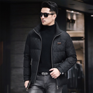高品质连帽短款90白鸭绒羽绒服外套中青年男装加厚羽绒服夹克图片